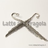 Segnalibro Piuma in metallo zincato argento antico 80x12mm