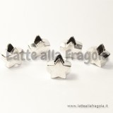 Stella foro largo in metallo argento antico 12x11mm