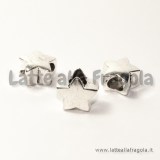 Stella foro largo in metallo argento antico 12x11mm