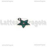 Ciondolo Stella in Acciaio Inox con pavè di strass azzurri 15.5x13mm