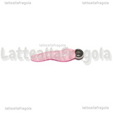 Ciondolo Cornetto Portafortuna 3D in Acciaio Argentato smaltato Rosa 17.5x4.5mm