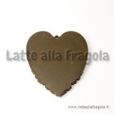 Ciondolo Cuore  50x45mm in resina cioccolato fondente decorazioni in rilievo