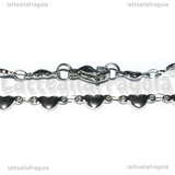 Bracciale Maglia Cuori in Acciaio Inox 21cm