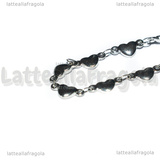 Bracciale Maglia Cuori in Acciaio Inox 21cm