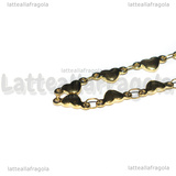 Bracciale Maglia Cuori in Acciaio Inox Dorato 21cm