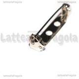 5 Basi Spilletta con chiusura di sicurezza in Acciaio Inox 25x5mm