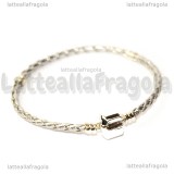 Bracciale similpelle argento con chiusura in ottone silver plated 18cm