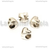 Cuore foro largo in metallo argento antico 7x8x9mm