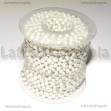 10 Metri (Bobina) di Catena Rosario in Acciaio e Cristallo Sfaccettato Bianco Opaco 3.5x3mm