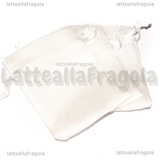 3 Sacchetti in Poliestere Bianco con coulisse 9x7cm