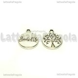 Charm targhetta Albero della vita in metallo argento antico 15x12mm