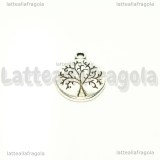 Charm targhetta Albero della vita in metallo argento antico 15x12mm