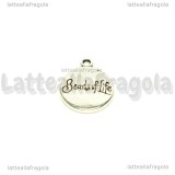 Charm targhetta Albero della vita in metallo argento antico 15x12mm