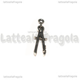 Charm Compasso double-face in metallo argento antico 29x8mm