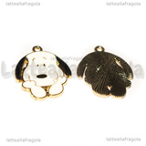 Ciondolo Snoopy in metallo dorato smaltato 24x20mm