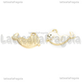 Ciondolo Foca in metallo dorato smaltato bianco 13.5x20mm