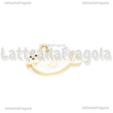 Ciondolo Foca in metallo dorato smaltato bianco 13.5x20mm