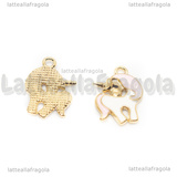 Charm Unicorno in metallo smaltato dorato 20x15mm
