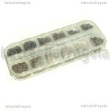 Scatola 800 anellini apribili n metallo color rame misure 4-10mm