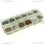 Scatola 800 anellini apribili n metallo color rame misure 4-10mm