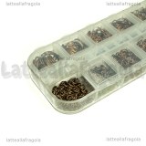 Scatola 800 anellini apribili n metallo color rame misure 4-10mm