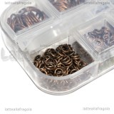 Scatola 800 anellini apribili n metallo color rame misure 4-10mm
