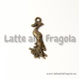 Ciondolo double-face fenice in metallo color bronzo 32x12mm