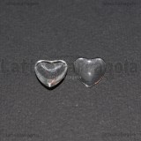 Cabochon Cuore in vetro trasparente effetto lente 10mm