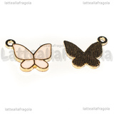 Charm Farfalla in metallo dorato smaltato Rosa 15x17mm