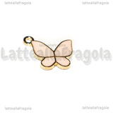 Charm Farfalla in metallo dorato smaltato Rosa 15x17mm