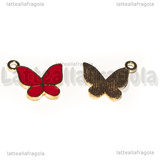 Charm Farfalla in metallo dorato smaltato Rosso 15x17mm