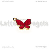 Charm Farfalla in metallo dorato smaltato Rosso 15x17mm