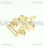 Ciondolo Bezel Giostra con cavalli in metallo dorato 48x37mm