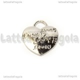 Ciondolo Cuore Love in metallo argentato 23.5x21mm