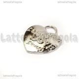 Ciondolo Cuore Love in metallo argentato 23.5x21mm