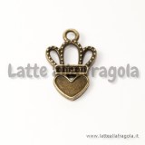 Charm regina di cuori in metallo color bronzo 18x12mm