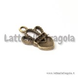 Charm regina di cuori in metallo color bronzo 18x12mm