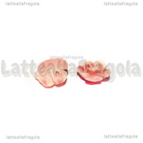 3 Rose in Corallo Sintetico Rosa Screziato con foro passante 10mm