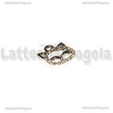 Ciondolo Gatto con pavé di strass Cristal in metallo argentato 13.5x12.5mm
