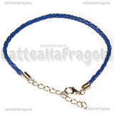 Bracciale in cordino similpelle intrecciato blu 3mm