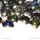 3 Charm Punto Luce Cuore in Acciaio Inox colori misti 9x8mm