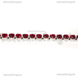 1 Metro Catena in Acciaio Inox Strass Rosso 3mm