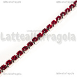 1 Metro Catena in Acciaio Inox Strass Rosso 3mm