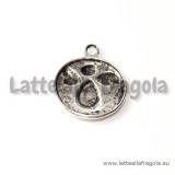 Ciondolo medaglietta angelo in metallo argento antico 21x18mm