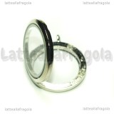 Ciondolo Apribile Tondo in metallo argentato 30mm