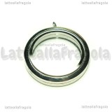Ciondolo Apribile Tondo in metallo argentato 29mm