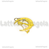 Ciondolo Piccolo Principe e Luna in metallo dorato smaltato 26x16mm