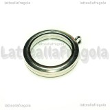 Ciondolo Apribile Tondo in metallo argentato 30mm