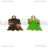Charm Principe Ranocchio in metallo dorato smaltato 24x17mm