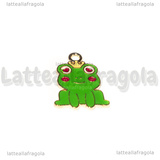 Charm Principe Ranocchio in metallo dorato smaltato 24x17mm